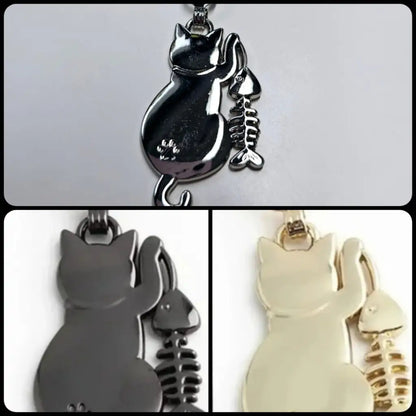 Zipper Cat & Fish Gun Metal - Reißverschluss Schieber Gr.5