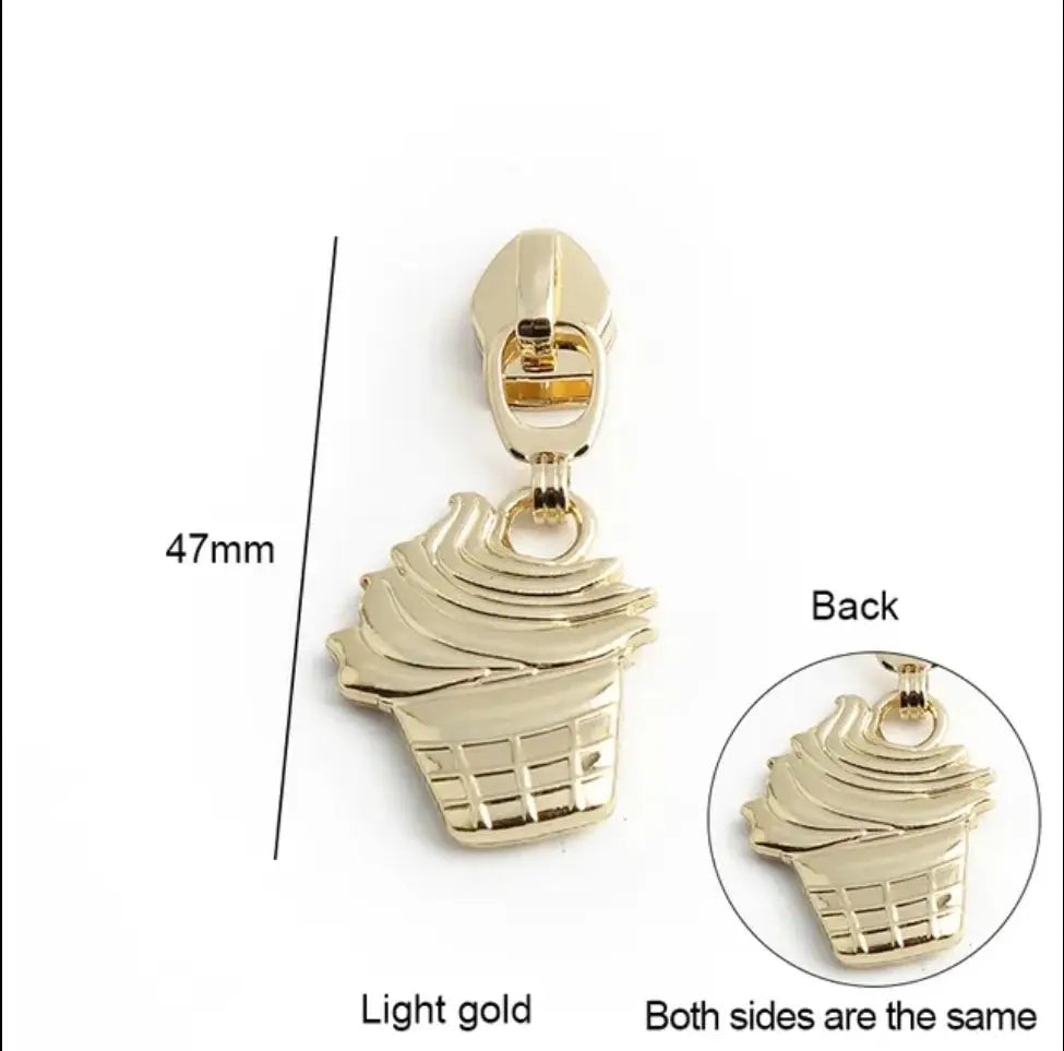 Zipper Cupcake Gold - Reißverschluss Schieber Gr.5