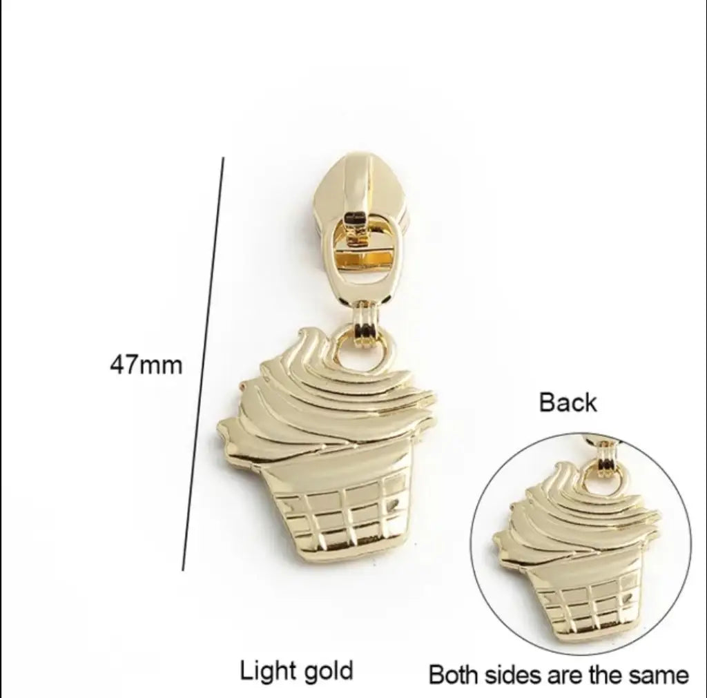Zipper Cupcake Gold - Reißverschluss Schieber Gr.5