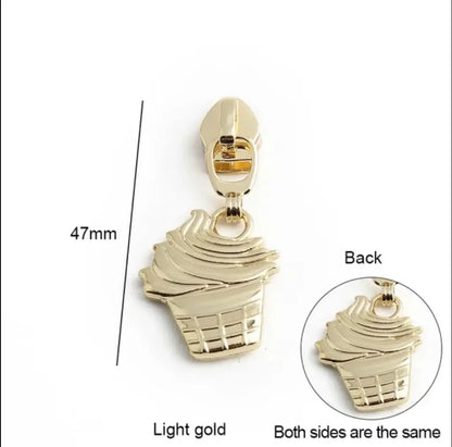 Zipper Cupcake Gold - Reißverschluss Schieber Gr.5