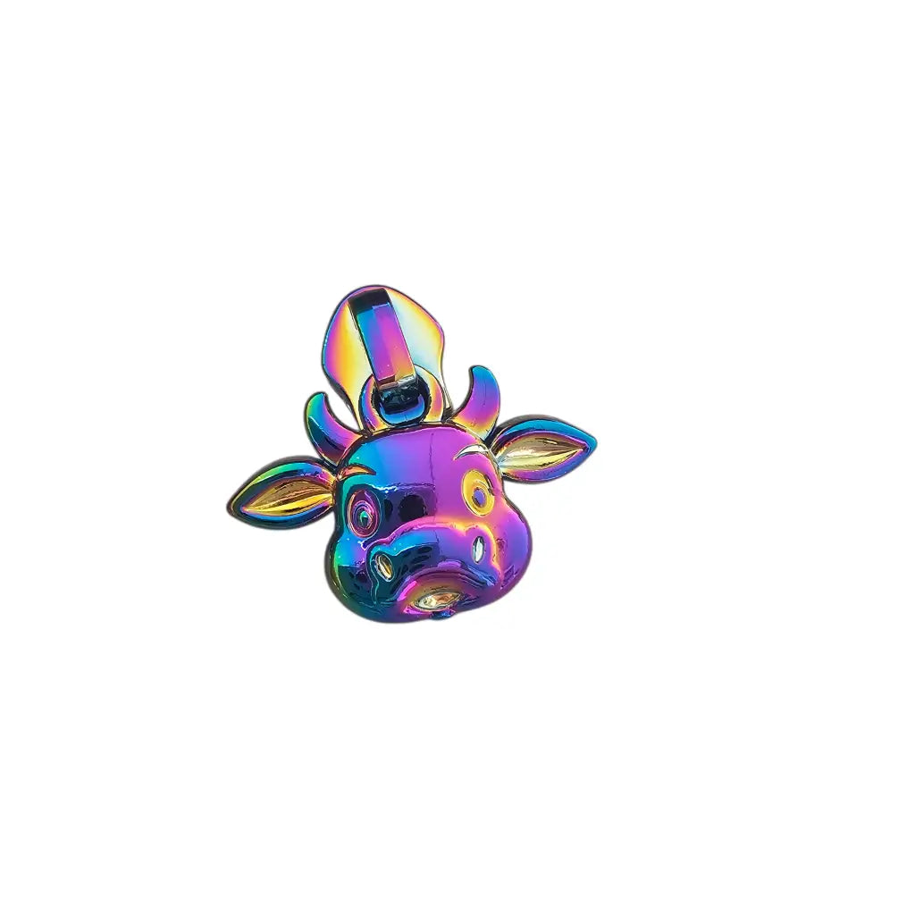 Zipper Cutie Cow Gun Metal - Reißverschluss Schieber Gr.5