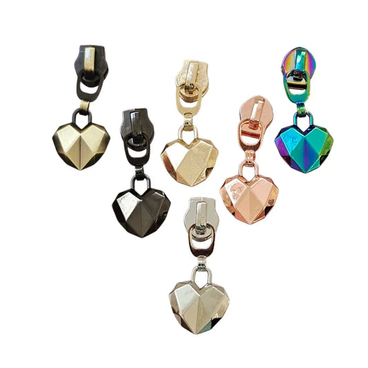 Zipper Diamond Heart Rainbow - Reißverschluss Schieber Gr.5