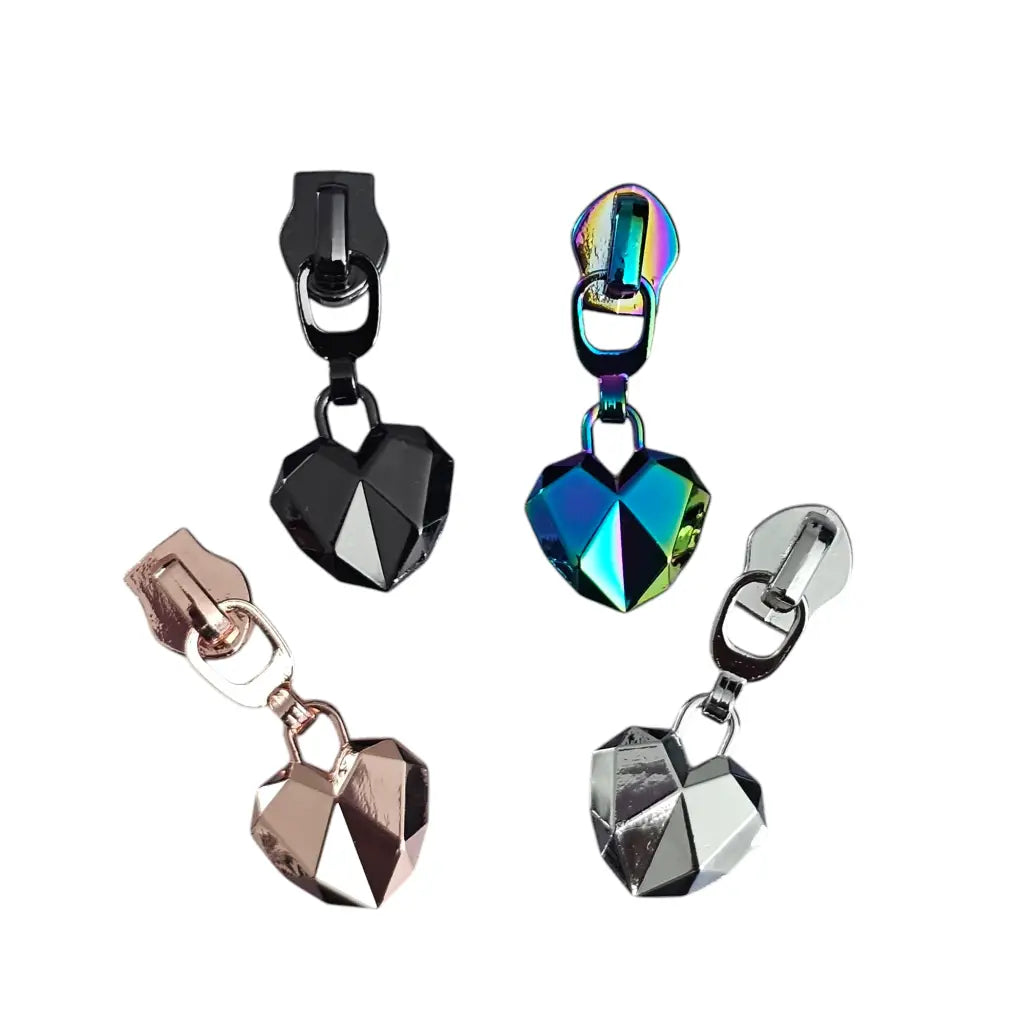 Zipper Diamond Heart Rainbow - Reißverschluss Schieber Gr.5