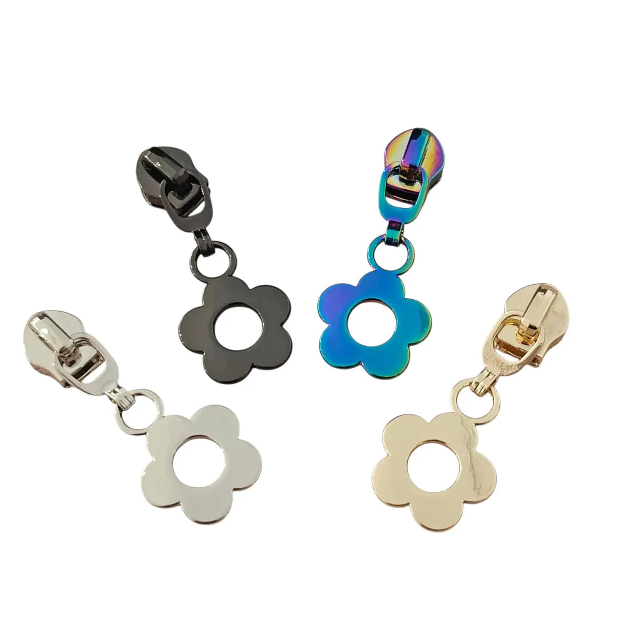 Zipper Donut Flower Gold - Reißverschluss Schieber Gr.5