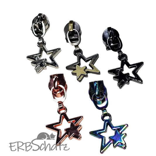 Zipper Doppelstern Bronze - Reißverschluss Schieber Gr.5