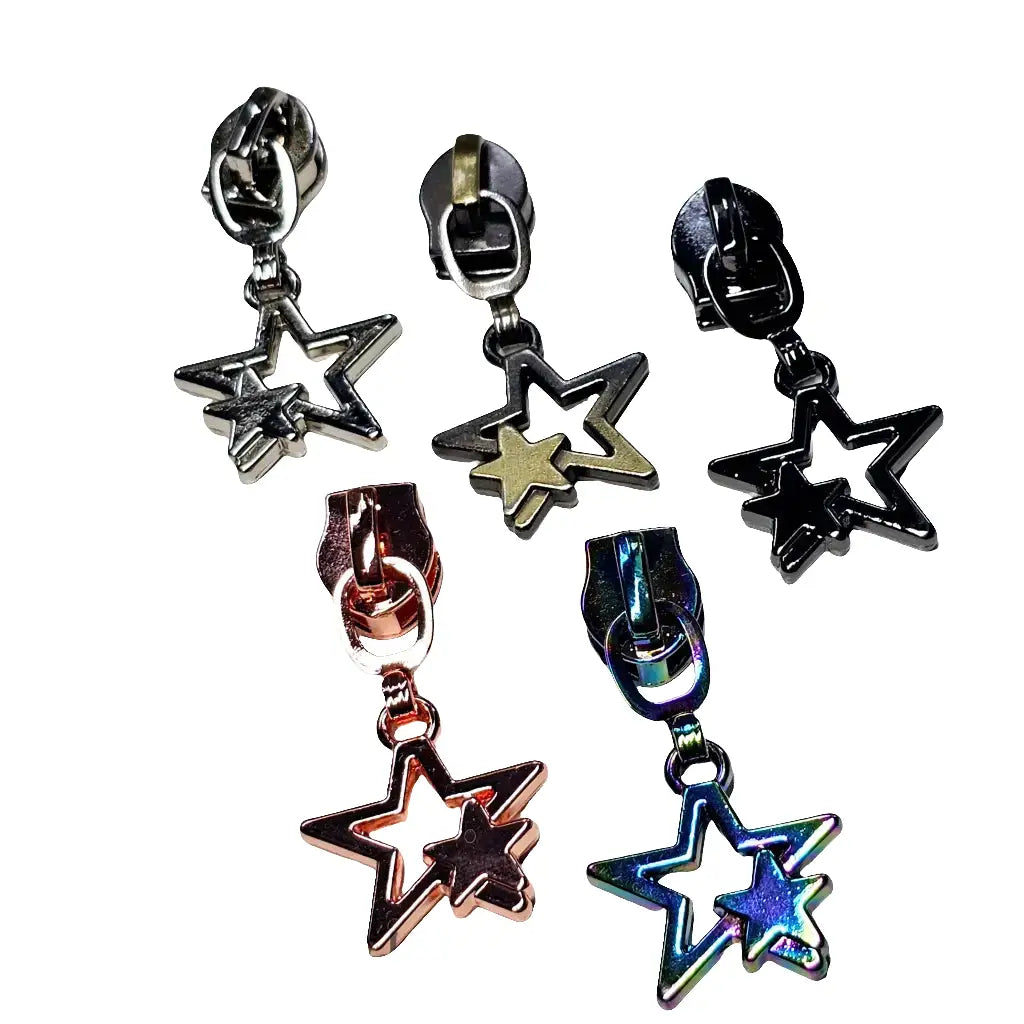 Zipper Doppelstern Bronze - Reißverschluss Schieber Gr.5