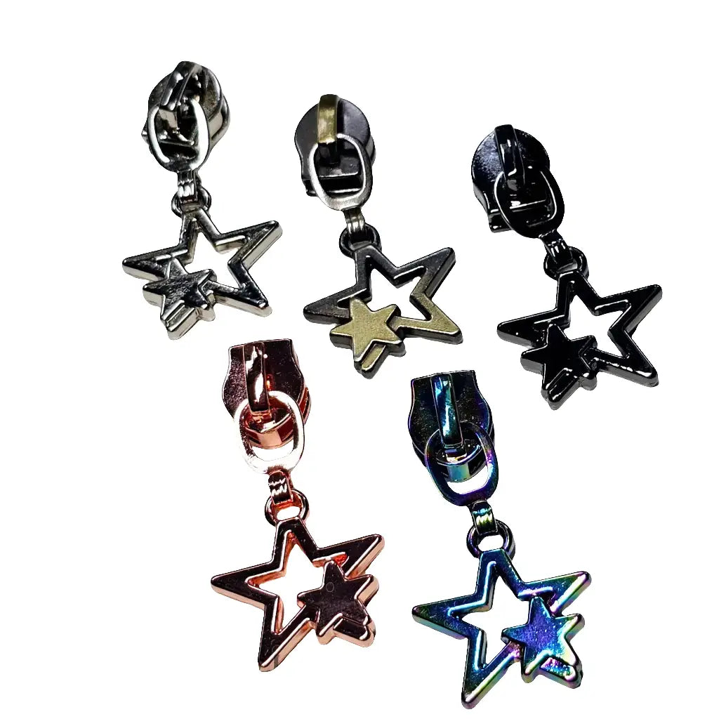 Zipper Doppelstern Bronze - Reißverschluss Schieber Gr.5