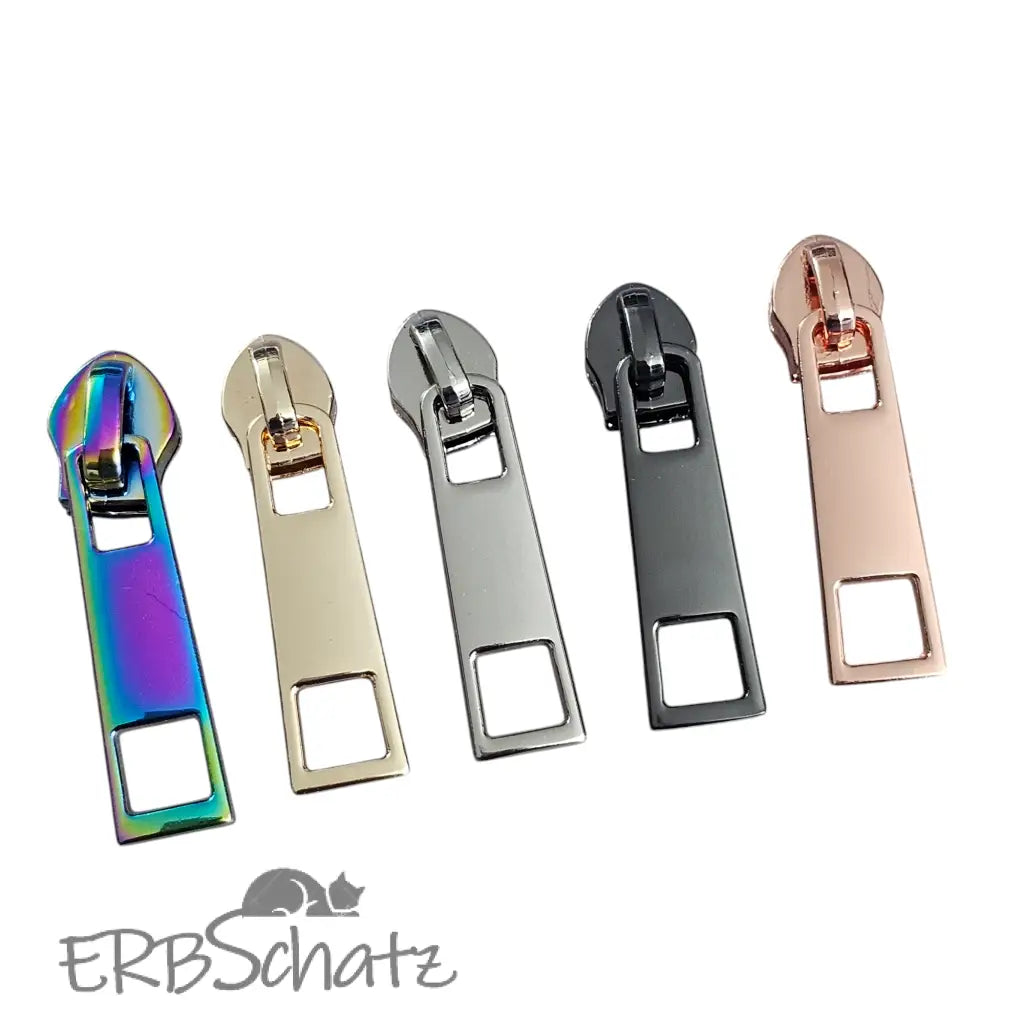 Zipper eckig Gold - Reißverschluss Schieber Gr.5