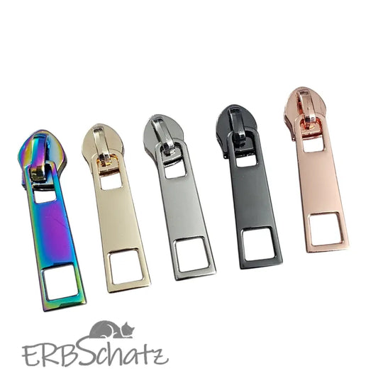 Zipper eckig Gold - Reißverschluss Schieber Gr.5