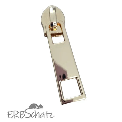 Zipper eckig Gold - Reißverschluss Schieber Gr.5