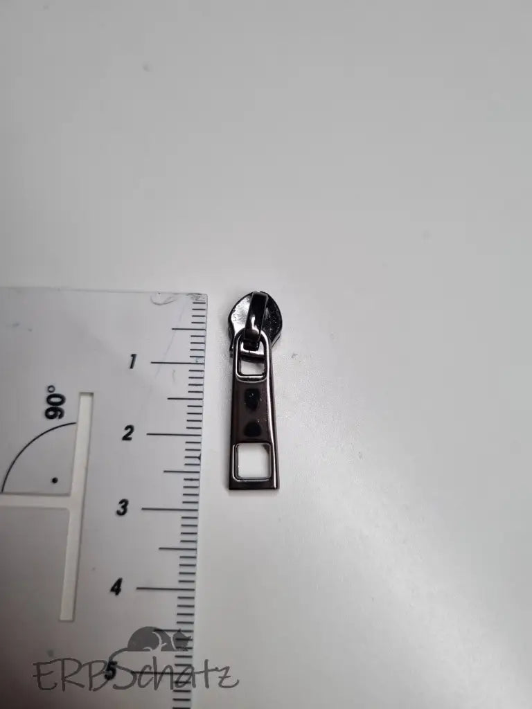 Zipper eckig (Gr. 3) Gun Metal - Reißverschluss Schieber