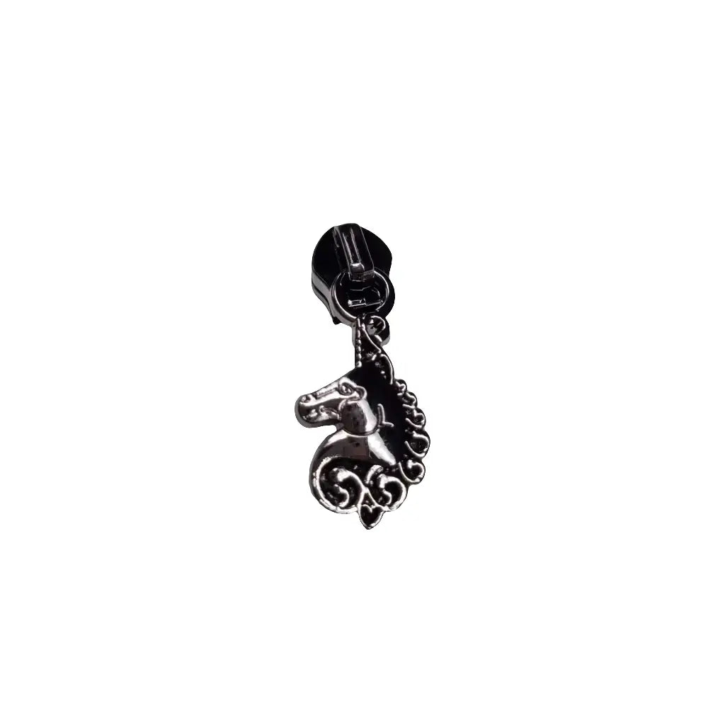 Zipper Einhorn Schwarz - Reißverschluss Schieber Gr.5