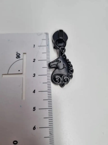 Zipper Einhorn Schwarz - Reißverschluss Schieber Gr.5