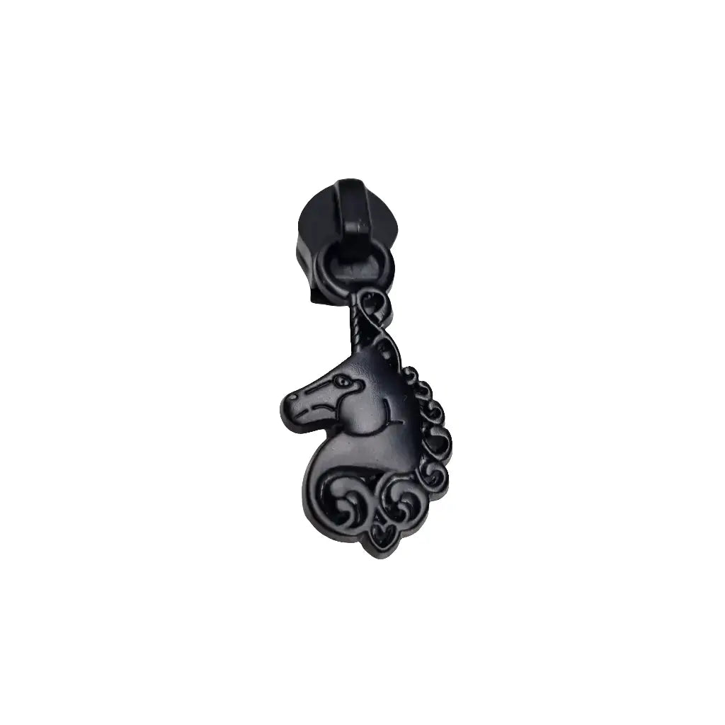 Zipper Einhorn Schwarz - Reißverschluss Schieber Gr.5