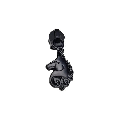 Zipper Einhorn Schwarz - Reißverschluss Schieber Gr.5
