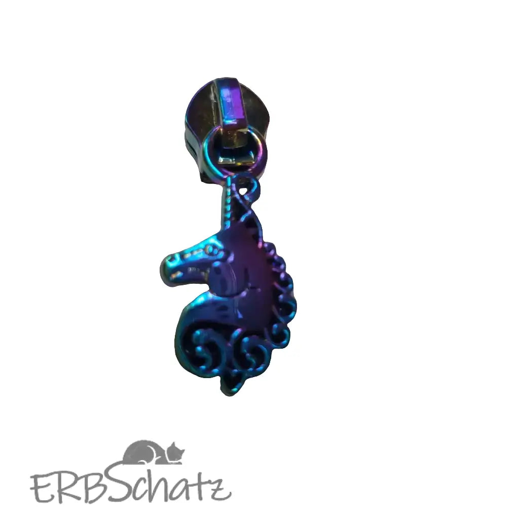 Zipper Einhorn Schwarz - Reißverschluss Schieber Gr.5