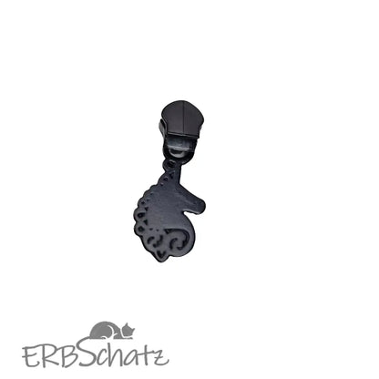 Zipper Einhorn Schwarz - Reißverschluss Schieber Gr.5