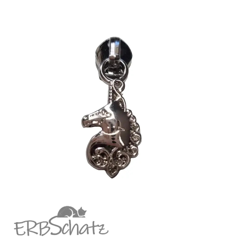 Zipper Einhorn Schwarz - Reißverschluss Schieber Gr.5