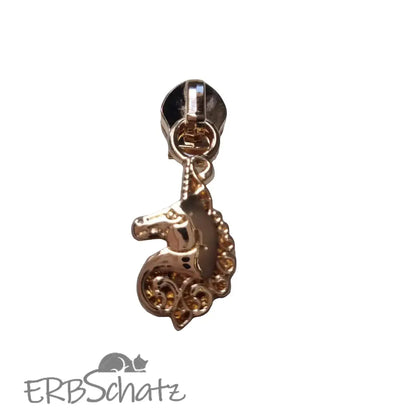 Zipper Einhorn Schwarz - Reißverschluss Schieber Gr.5