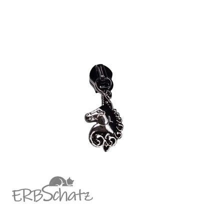 Zipper Einhorn Schwarz - Reißverschluss Schieber Gr.5