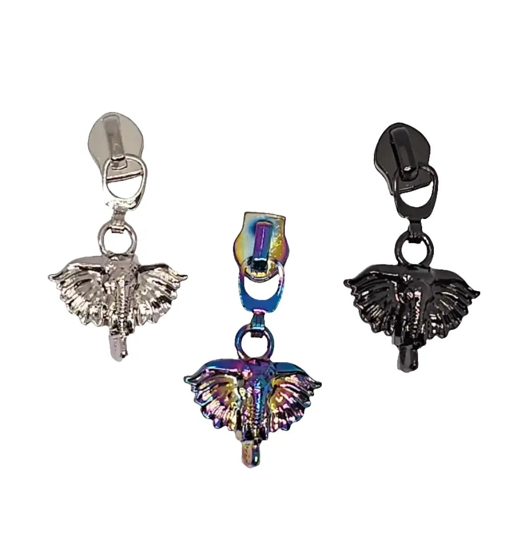 Zipper Elephant 3d Silber - Reißverschluss Schieber Gr.5