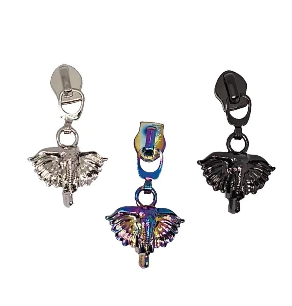 Zipper Elephant 3d Silber - Reißverschluss Schieber Gr.5