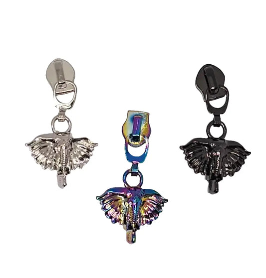 Zipper Elephant 3d Silber - Reißverschluss Schieber Gr.5