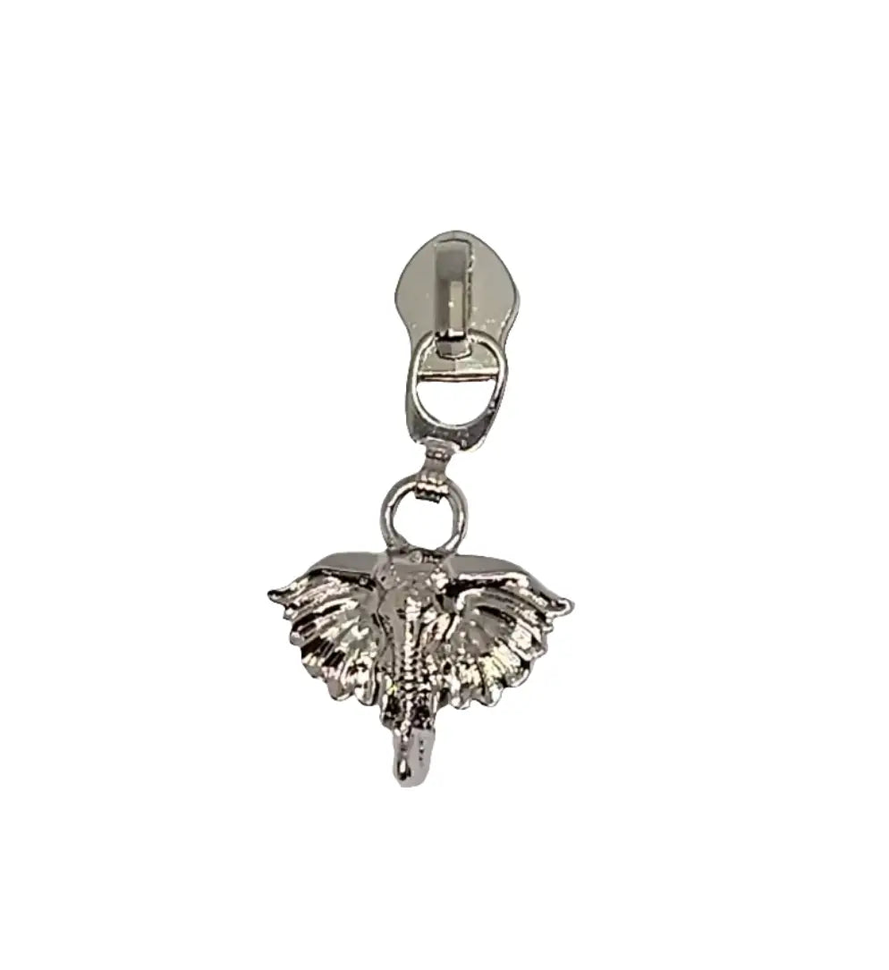 Zipper Elephant 3d Silber - Reißverschluss Schieber Gr.5