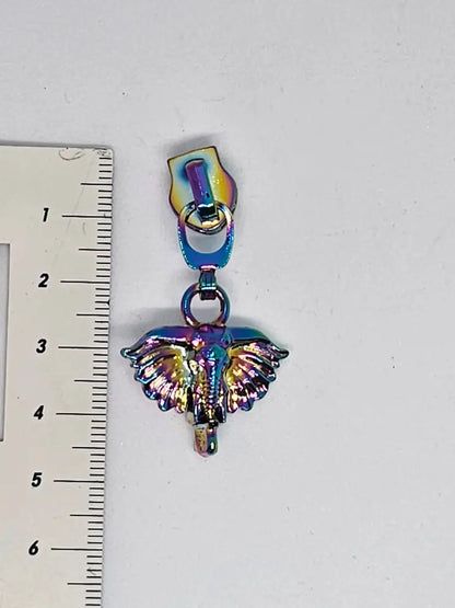 Zipper Elephant 3d Silber - Reißverschluss Schieber Gr.5