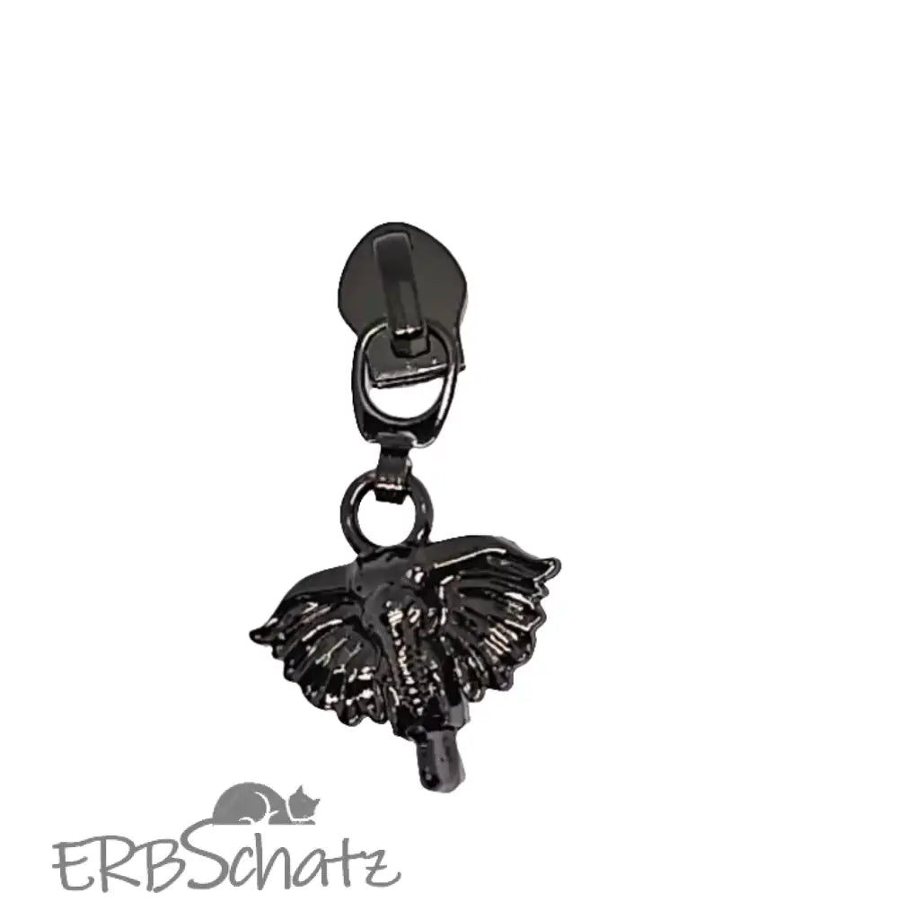 Zipper Elephant 3d Silber - Reißverschluss Schieber Gr.5