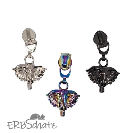Zipper Elephant 3d Silber - Reißverschluss Schieber Gr.5