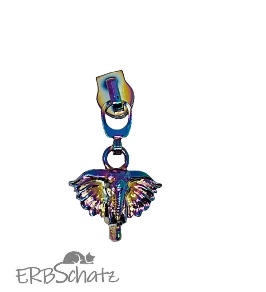 Zipper Elephant 3d Silber - Reißverschluss Schieber Gr.5