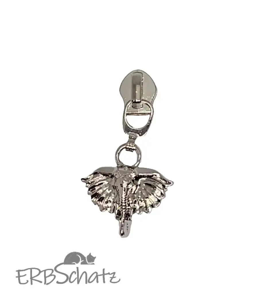 Zipper Elephant 3d Silber - Reißverschluss Schieber Gr.5