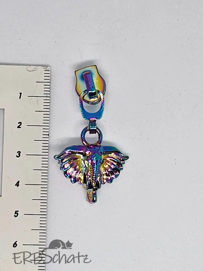Zipper Elephant 3d Silber - Reißverschluss Schieber Gr.5