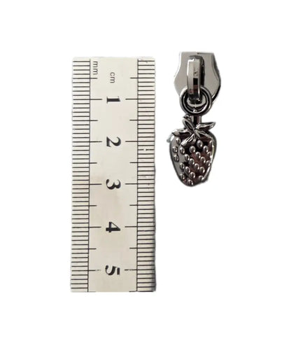 Zipper Erdbeere Gun Metal - Reißverschluss Schieber Gr.5