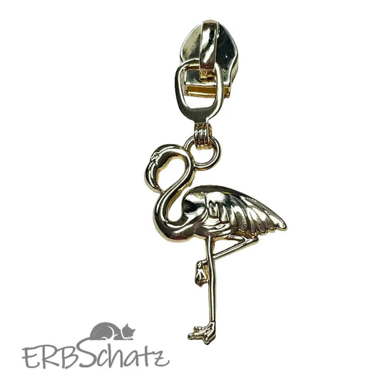 Zipper Flamingo Gold - Reißverschluss Schieber Gr.5