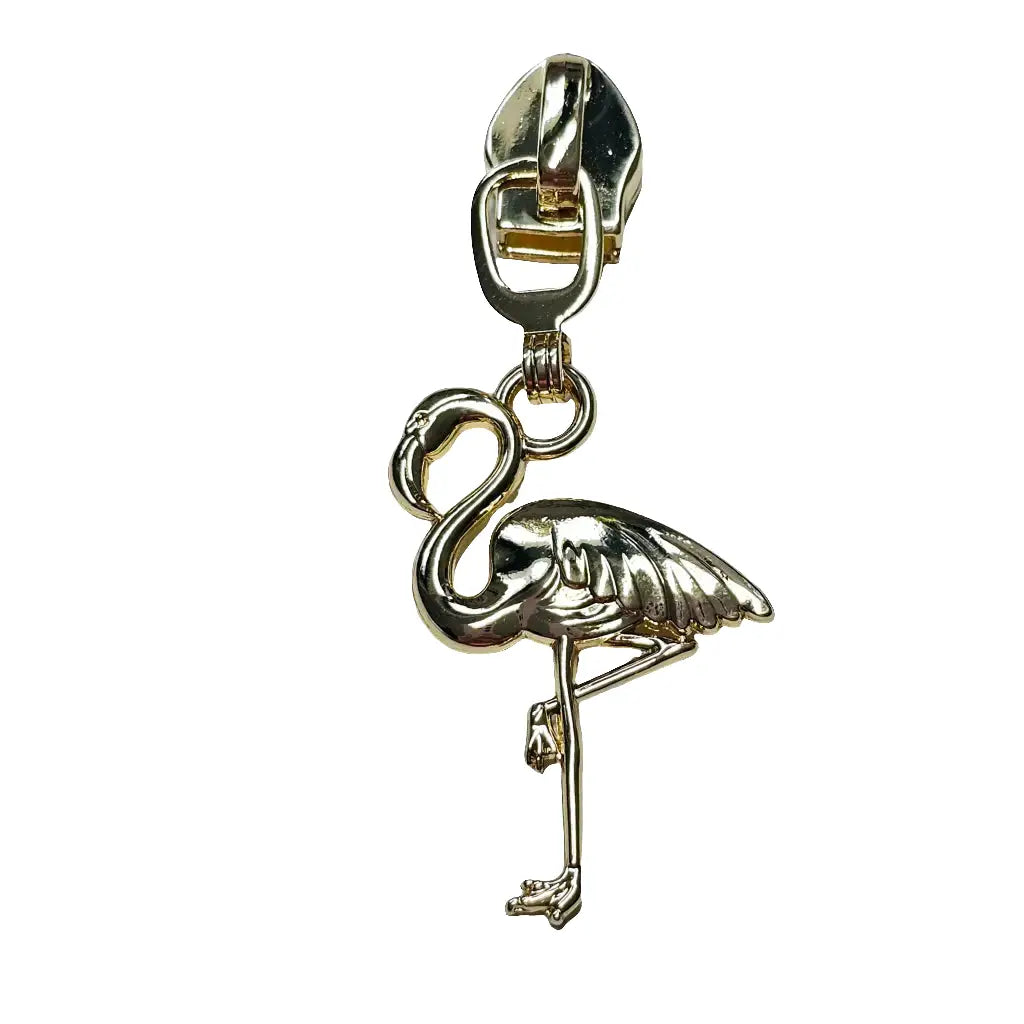 Zipper Flamingo Gold - Reißverschluss Schieber Gr.5