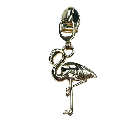 Zipper Flamingo Gold - Reißverschluss Schieber Gr.5