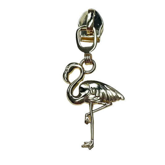 Zipper Flamingo Gold - Reißverschluss Schieber Gr.5