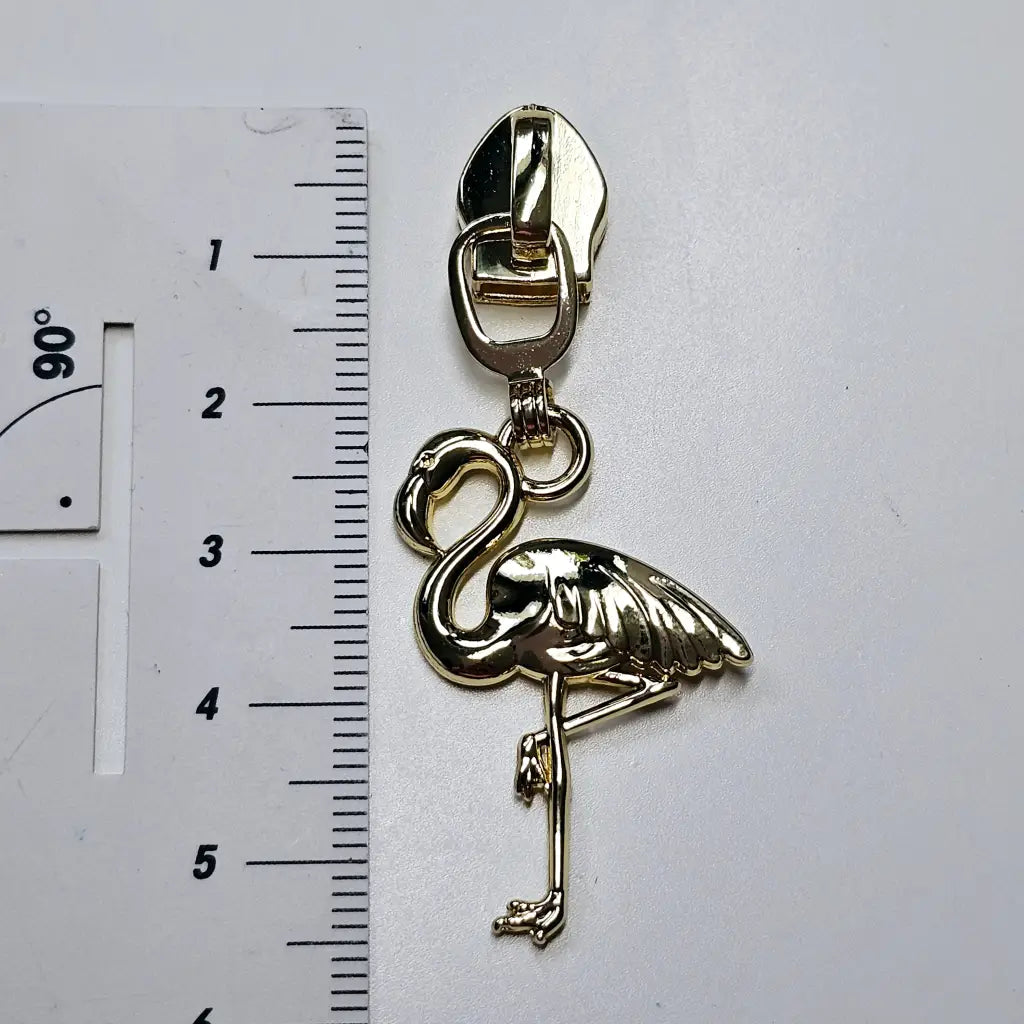 Zipper Flamingo Gold - Reißverschluss Schieber Gr.5
