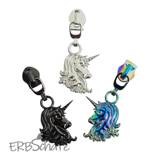 Zipper Flower Unicorn Rainbow - Reißverschluss Schieber Gr.5