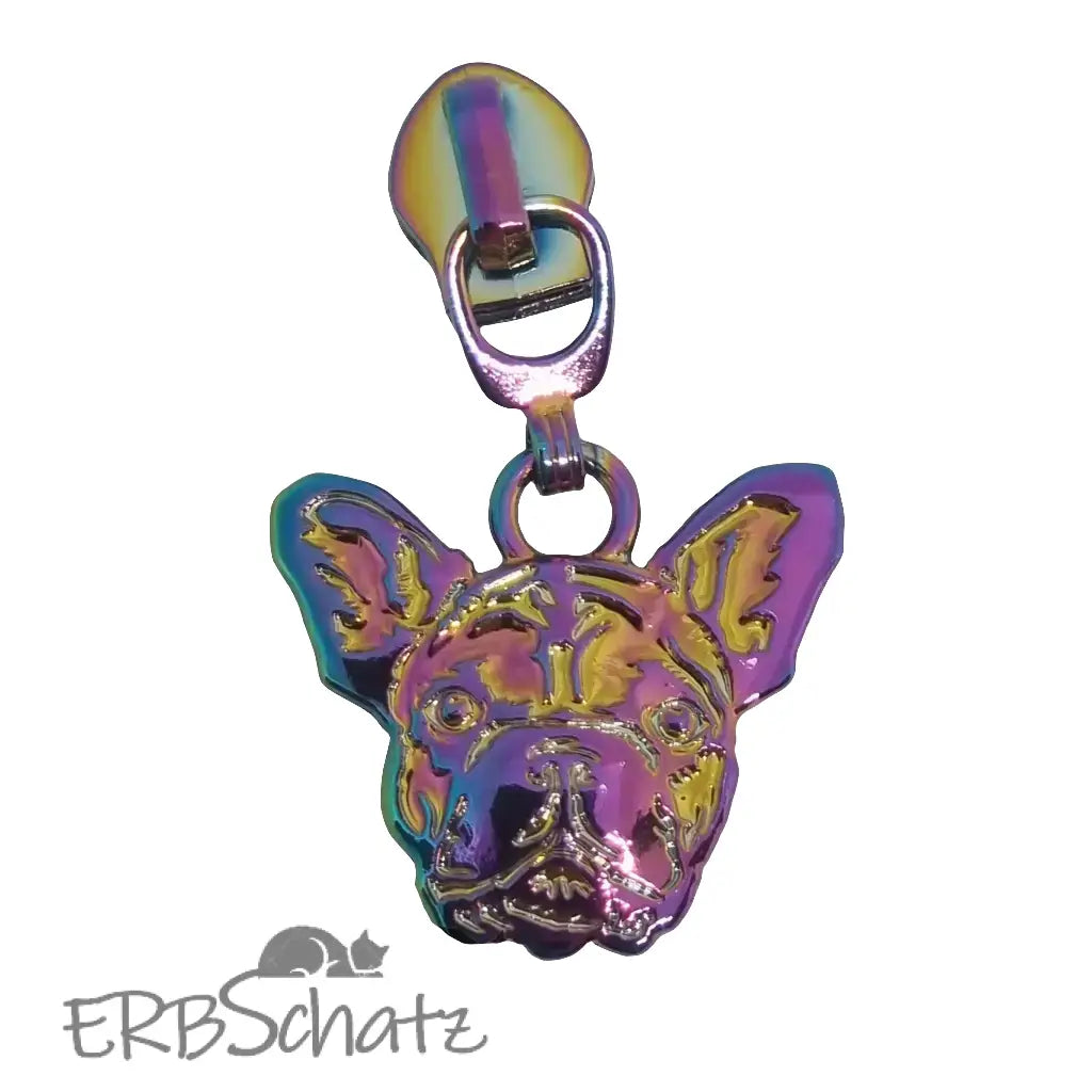 Zipper Frenchie Rainbow - Reißverschluss Schieber Gr.5