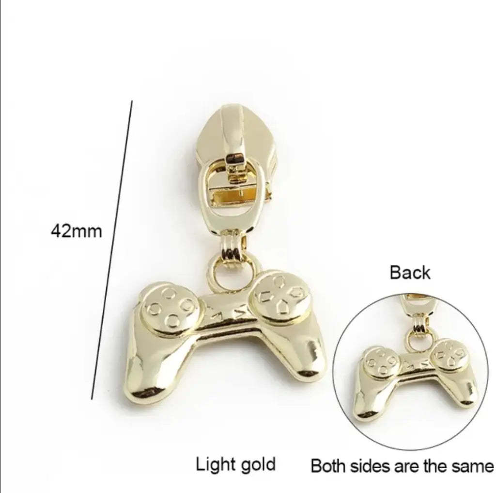 Zipper Gamepad Gold - Reißverschluss Schieber Gr.5