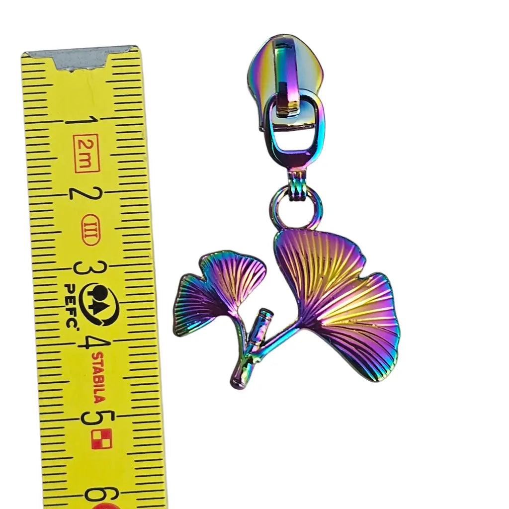 Zipper Ginkgo Blatt Rainbow - Reißverschluss Schieber Gr.5