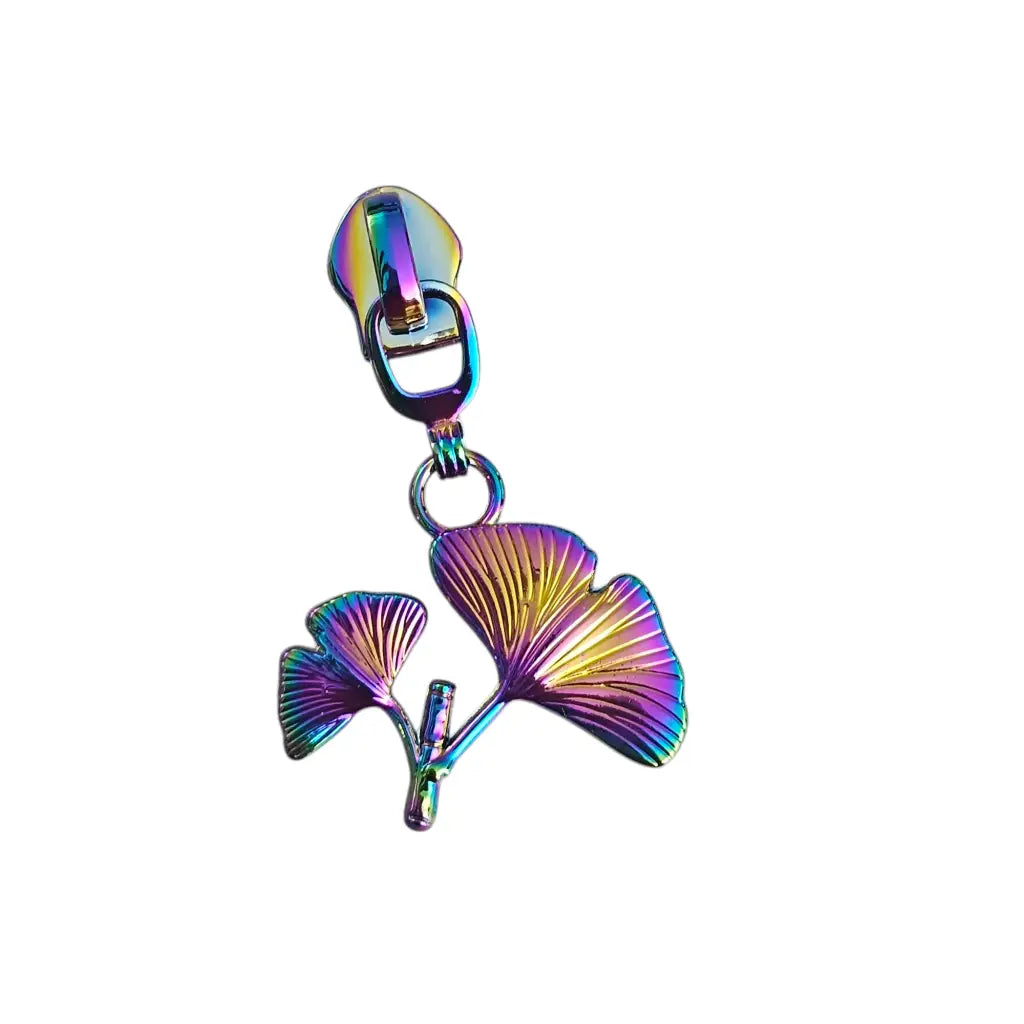 Zipper Ginkgo Blatt Rainbow - Reißverschluss Schieber Gr.5