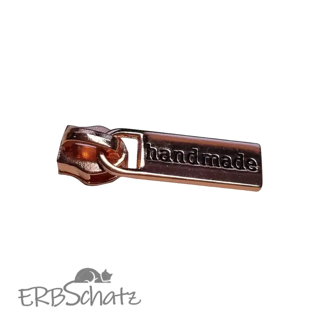 Zipper ’Handmade’ Gold - Reißverschluss Schieber Gr.5