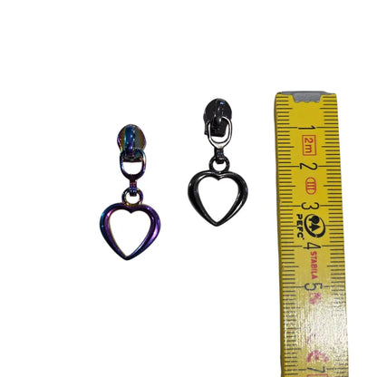 Zipper Herz Form (Gr. 3) Gun Metal - Reißverschluss