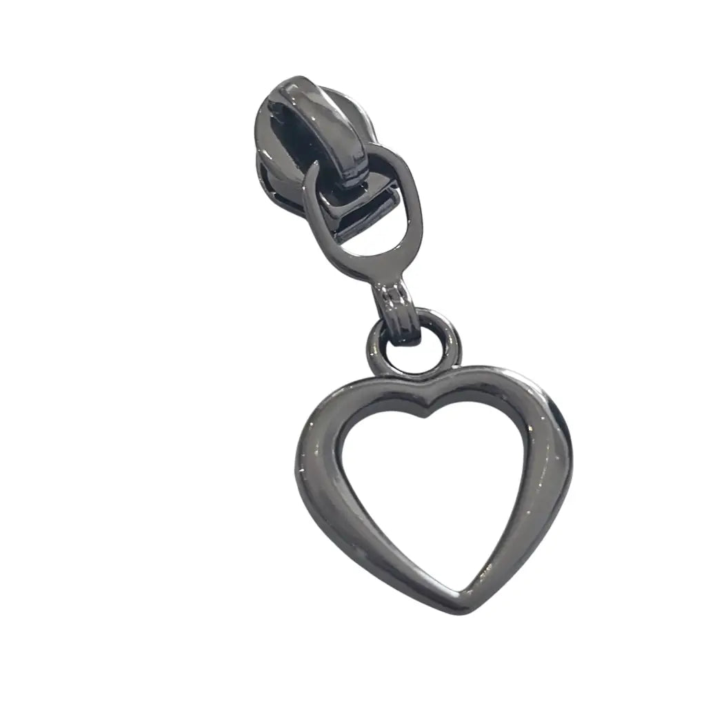 Zipper Herz Form (Gr. 3) Gun Metal - Reißverschluss