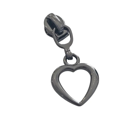 Zipper Herz Form (Gr. 3) Gun Metal - Reißverschluss