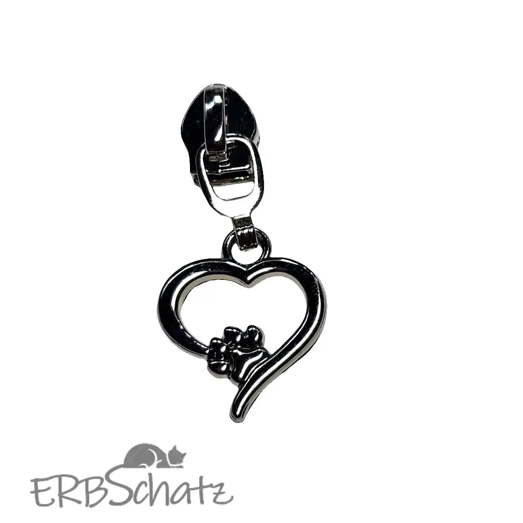 Zipper Herz & Pfote - Silber